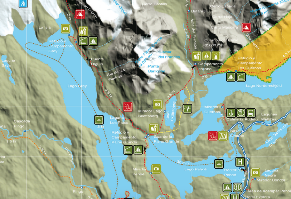 Lago Grey Hike Map